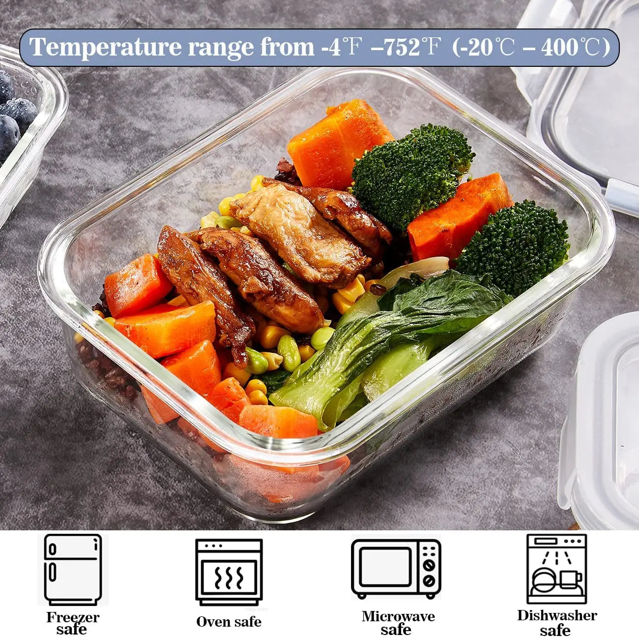 Glass Food Storage Containers with Lids Airtight, Glass Meal Prep Containers for Lunch Food Storage with Lids, 24 Pcs Glass Food Container Set-100% Leak Proof -BPA Free-Microwave, Oven, Freezer and Dishwasher Safe